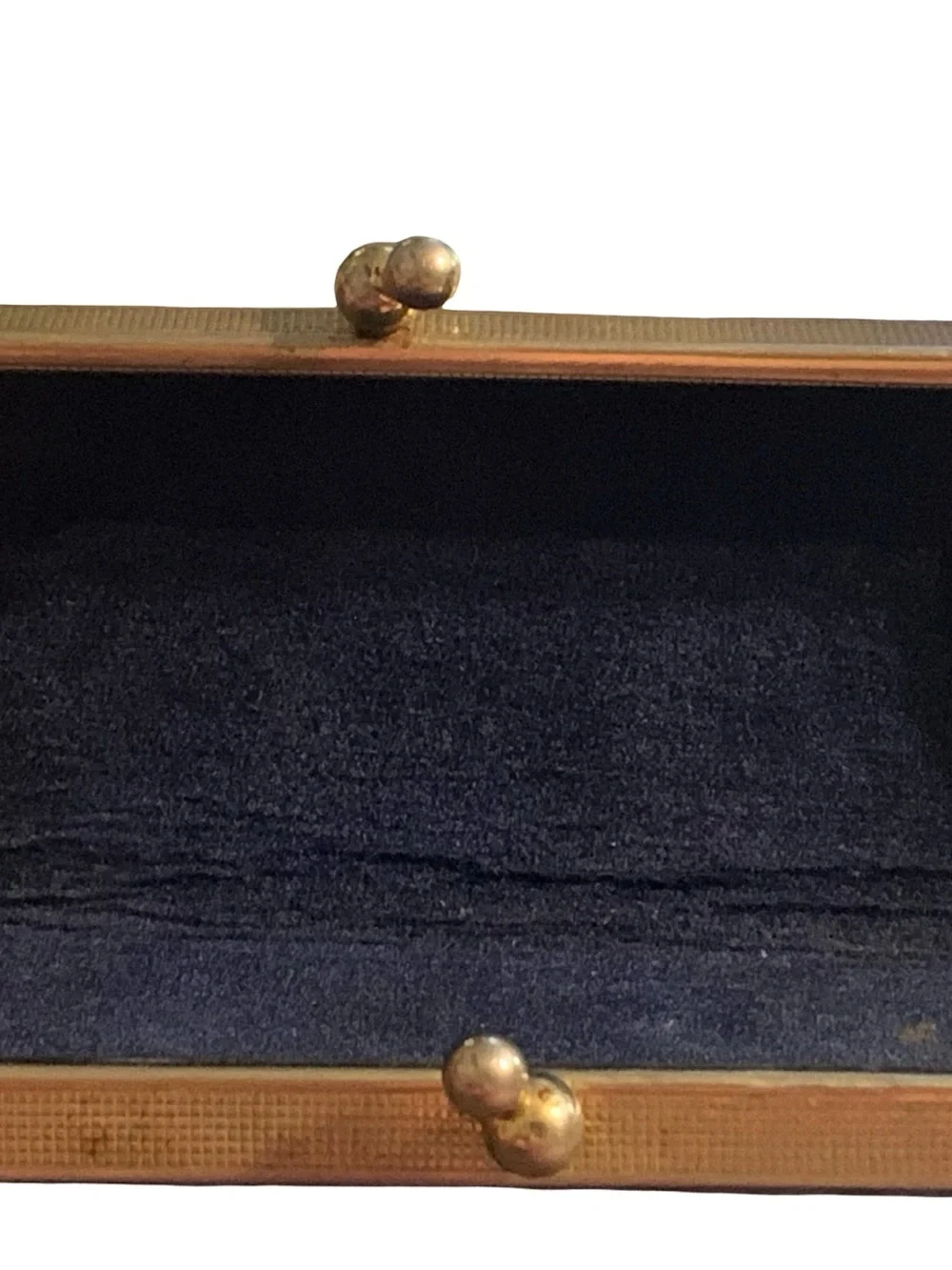 Vintage 1950s Blue Metal Frame Kiss Lock Eye Glass Case